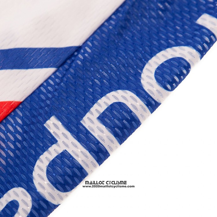 2018 Maillot Ciclismo FDJ Blanc et Bleu Manches Courtes et Cuissard